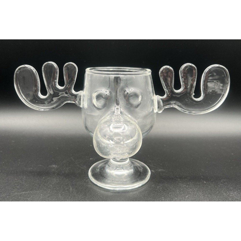 NATIONAL LAMPOON CHRISTMAS VACATION MARTY MOOSE MUG Clear‎ Glass 8 Oz EUC